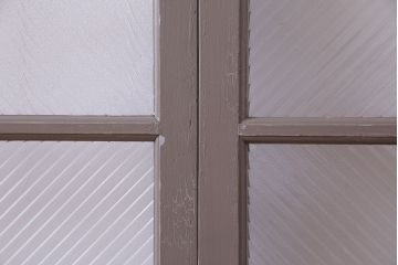 ペイント家具　シャビーシックな風合いのフィックス窓2枚セット(明かり取り、明り取り、はめ殺し窓、建具)(R-028011)