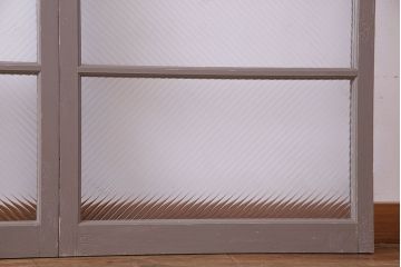 ペイント家具　シャビーシックな風合いのフィックス窓2枚セット(明かり取り、明り取り、はめ殺し窓、建具)(R-028011)