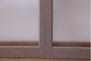 ペイント家具　シャビーシックな風合いのフィックス窓2枚セット(明かり取り、明り取り、はめ殺し窓、建具)(R-028011)