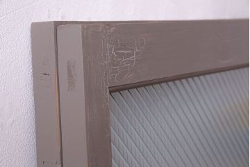 ペイント家具　シャビーシックな風合いのフィックス窓2枚セット(明かり取り、明り取り、はめ殺し窓、建具)(R-028011)