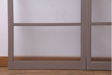 ペイント家具　シャビーシックな風合いのフィックス窓2枚セット(明かり取り、明り取り、はめ殺し窓、建具)(R-028011)
