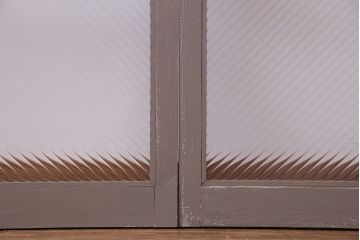 ペイント家具　シャビーシックな風合いのフィックス窓2枚セット(明かり取り、明り取り、はめ殺し窓、建具)(R-028011)