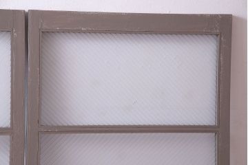 ペイント家具　シャビーシックな風合いのフィックス窓2枚セット(明かり取り、明り取り、はめ殺し窓、建具)(R-028011)