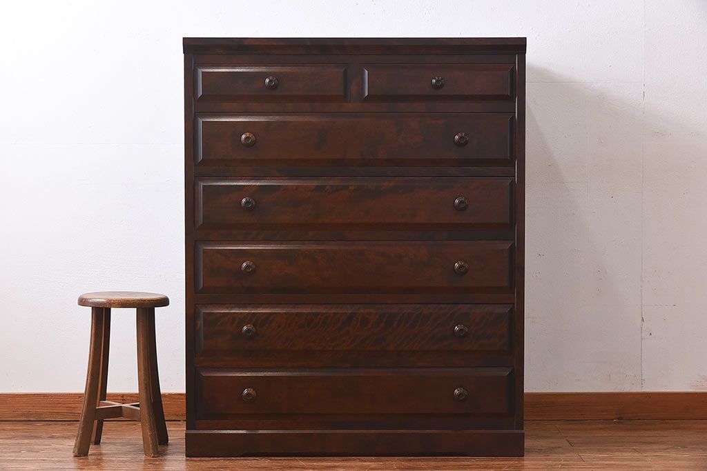中古　北海道民芸家具　特注品　奥行のある仕様の整理タンス(チェスト)