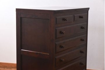 中古　北海道民芸家具　特注品　奥行のある仕様の整理タンス(チェスト)