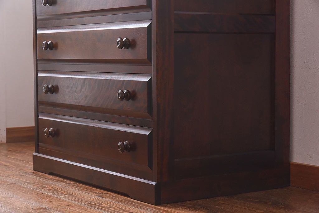 中古　北海道民芸家具　特注品　奥行のある仕様の整理タンス(チェスト)