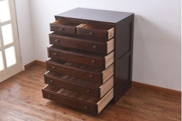 中古　北海道民芸家具　特注品　奥行のある仕様の整理タンス(チェスト)