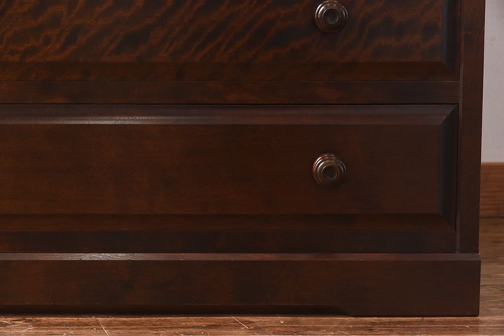 中古　北海道民芸家具　特注品　奥行のある仕様の整理タンス(チェスト)