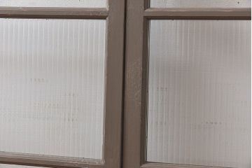 ペイント家具　シャビーシックな風合いのフィックス窓2枚セット(明かり取り、明り取り、はめ殺し窓、建具)(1)(R-028022)