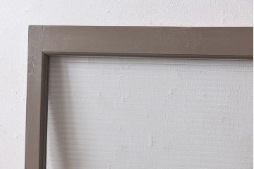 ペイント家具　シャビーシックな風合いのフィックス窓2枚セット(明かり取り、明り取り、はめ殺し窓、建具)(1)(R-028022)