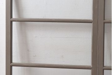 ペイント家具　シャビーシックな風合いのフィックス窓2枚セット(明かり取り、明り取り、はめ殺し窓、建具)(1)(R-028022)