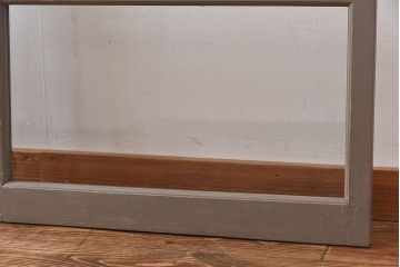 ペイント家具　シャビーシックな風合いのフィックス窓2枚セット(明かり取り、明り取り、はめ殺し窓、建具)(1)(R-028022)