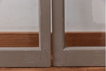 ペイント家具　シャビーシックな風合いのフィックス窓2枚セット(明かり取り、明り取り、はめ殺し窓、建具)(1)(R-028022)