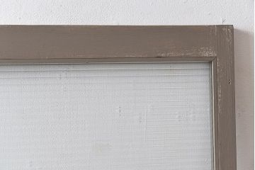 ペイント家具　シャビーシックな風合いのフィックス窓2枚セット(明かり取り、明り取り、はめ殺し窓、建具)(1)(R-028022)