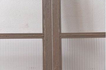 ペイント家具　シャビーシックな風合いのフィックス窓2枚セット(明かり取り、明り取り、はめ殺し窓、建具)(1)(R-028022)