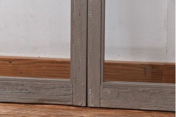 ペイント家具　シャビーシックな風合いのフィックス窓2枚セット(明かり取り、明り取り、はめ殺し窓、建具)(1)(R-028022)