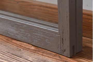 ペイント家具　シャビーシックな風合いのフィックス窓2枚セット(明かり取り、明り取り、はめ殺し窓、建具)(1)(R-028022)