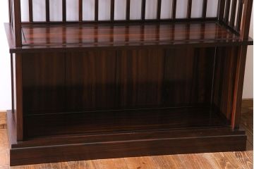 ビンテージ家具　ビンテージ　黒檀　モダンな格子が美しい飾り棚(茶棚)