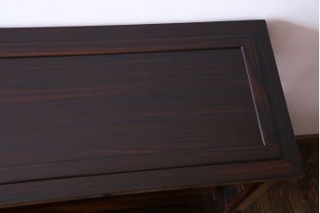 ビンテージ家具　ビンテージ　黒檀　モダンな格子が美しい飾り棚(茶棚)