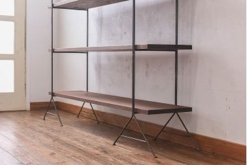 ラフジュオリジナル 薄型アイアンラック・中(オープンシェルフ、陳列棚、飾り棚)(2)