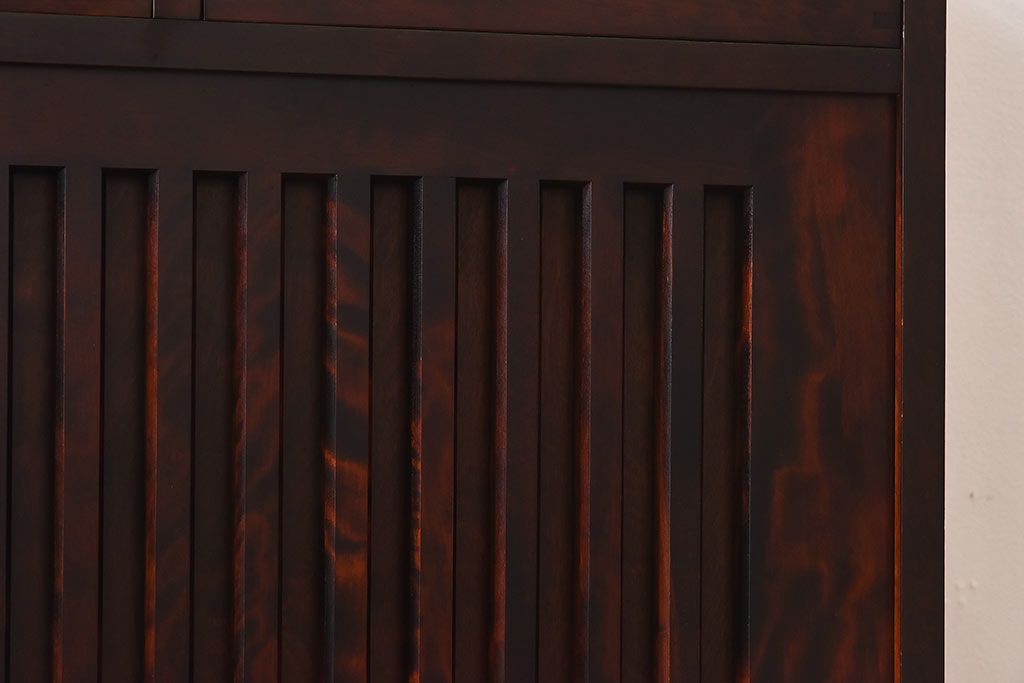 中古　旭川家具　北樹シリーズ　90K　天板付　緻密な木肌が美しい水屋下台(戸棚、サイドボード)(定価約20万円)