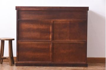 中古　旭川家具　北樹シリーズ　90K　天板付　緻密な木肌が美しい水屋下台(戸棚、サイドボード)(定価約20万円)