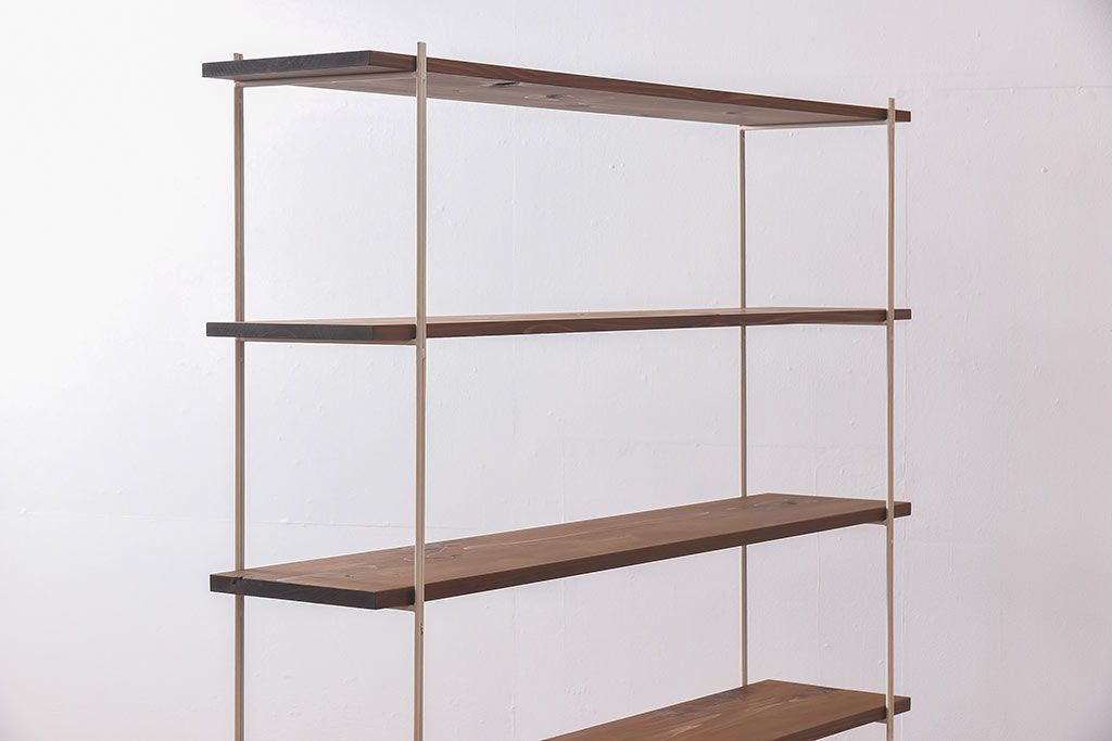 ラフジュオリジナル 薄型アイアンラック【中】(オープンシェルフ、陳列棚、飾り棚)(3)