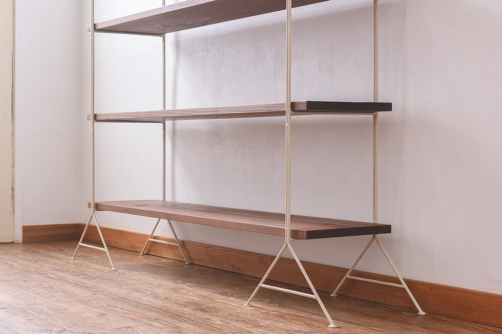 ラフジュオリジナル 薄型アイアンラック【中】(オープンシェルフ、陳列棚、飾り棚)(3)