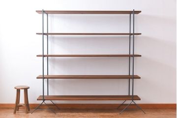 ラフジュオリジナル 薄型アイアンラック【大】(オープンシェルフ、陳列棚、飾り棚)(2)