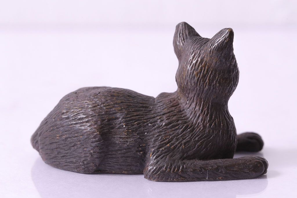 アンティーク雑貨　ビンテージ　銅製　シックな猫のオブジェ(置物、動物像)
