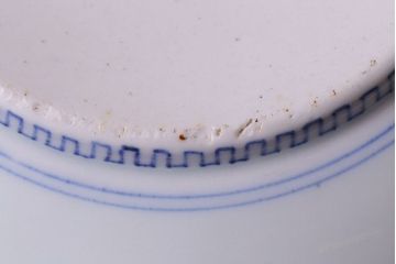 江戸期　古伊万里　染付線描き深鉢(深皿、変形皿)
