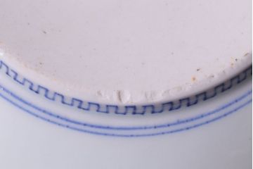 江戸期　古伊万里　染付線描き深鉢(深皿、変形皿)