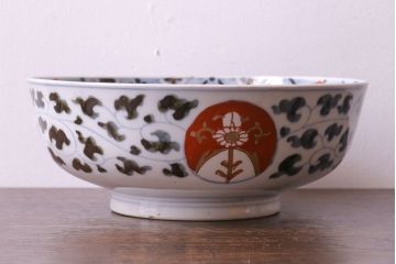 明治期　伊万里焼　鳥図　色絵深鉢(深皿)