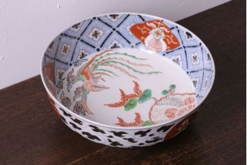 明治期　伊万里焼　鳥図　色絵深鉢(深皿)