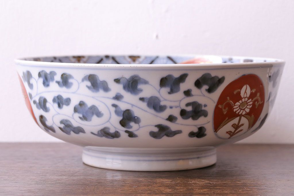 明治期　伊万里焼　鳥図　色絵深鉢(深皿)