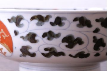 明治期　伊万里焼　鳥図　色絵深鉢(深皿)