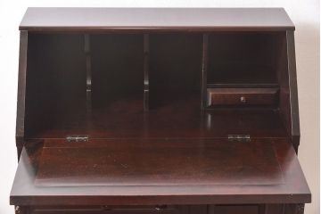 北海道民芸家具　高級感あふれるライティングビューロー(机、引き出し)(定価約34万円)