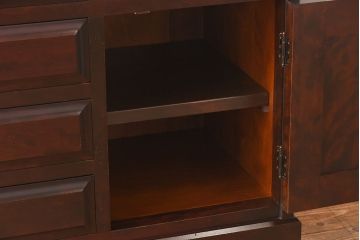 北海道民芸家具　高級感あふれるライティングビューロー(机、引き出し)(定価約34万円)