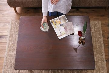アンティーク家具　和製アンティーク　栗材　味わいある古い木の角ちゃぶ台(座卓)