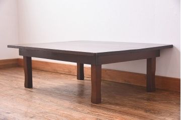 アンティーク家具　和製アンティーク　栗材　味わいある古い木の角ちゃぶ台(座卓)