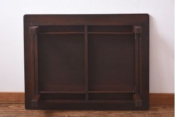 アンティーク家具　和製アンティーク　栗材　味わいある古い木の角ちゃぶ台(座卓)
