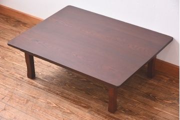 アンティーク家具　和製アンティーク　栗材　味わいある古い木の角ちゃぶ台(座卓)