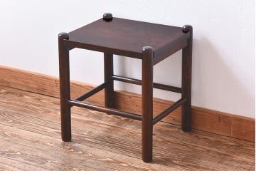 北海道民芸家具　スツール　サイドテーブル　古家具　ビンテージ家具 お洒落な形のサイドテーブル 3本脚 ウォールナット×ビーチ材