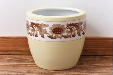 アンティーク雑貨　中古　オールドノリタケ(則武・日陶)　菊牡丹文がレトロな火鉢(鉢カバー、手あぶり)