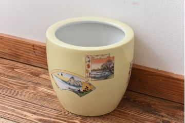 アンティーク雑貨　オールドノリタケ(日陶)　「東海道五十三次」火鉢(手あぶり、鉢カバー、傘立て、ディスプレイ)(1)(R-028057)