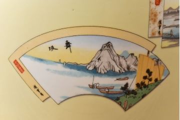 アンティーク雑貨　オールドノリタケ(日陶)　「東海道五十三次」火鉢(手あぶり、鉢カバー、傘立て、ディスプレイ)(1)(R-028057)