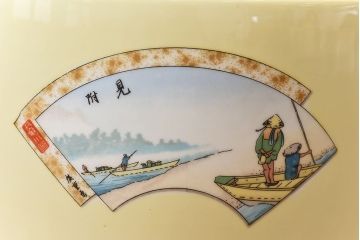 アンティーク雑貨　オールドノリタケ(日陶)　「東海道五十三次」火鉢(手あぶり、鉢カバー、傘立て、ディスプレイ)(1)(R-028057)