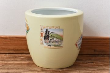 アンティーク雑貨　ノリタケ・則武(日陶)　「東海道五十三次」和の雰囲気漂う火鉢(手あぶり、鉢カバー、傘立て)(1)