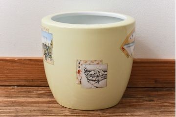 アンティーク雑貨　ノリタケ・則武(日陶)　「東海道五十三次」和の雰囲気漂う火鉢(手あぶり、鉢カバー、傘立て)(1)