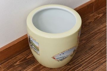 アンティーク雑貨　ノリタケ・則武(日陶)　「東海道五十三次」和の雰囲気漂う火鉢(手あぶり、鉢カバー、傘立て)(1)